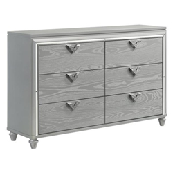 Veronica 6-Drawer Dresser - Light - Silver 