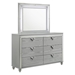 Veronica 6-Drawer Dresser with Mirror - Light Silver Finish - COA3674