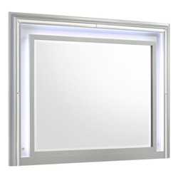 Veronica Dresser Mirror with Lighted LED Trim - Light Silver Finish Frame 