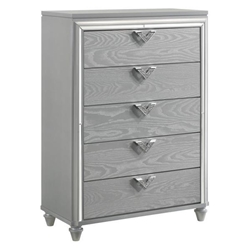 Veronica 5-Drawer Bedroom Chest - Light - Silver 