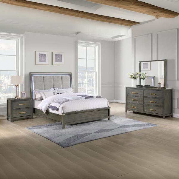 Kieran Eastern King Bedroom Set - Grey - 4-Piece 