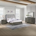 Kieran Queen Bedroom Set - Grey - Oyster Grey Fabric - 4-Piece