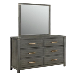 Kieran 6-Drawer Dresser with Mirror - Grey 