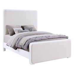 Anastasia Upholstered Queen Panel Bed - Pearl White - Beige Fabric 