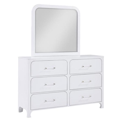 Anastasia 6-Drawer Dresser with Mirror - Pearl - White 