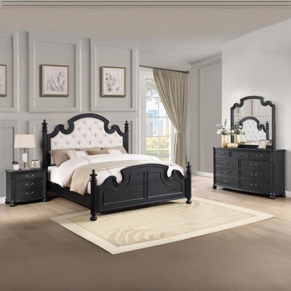 Celina Eastern King Bedroom Set - Black - 4-Piece 