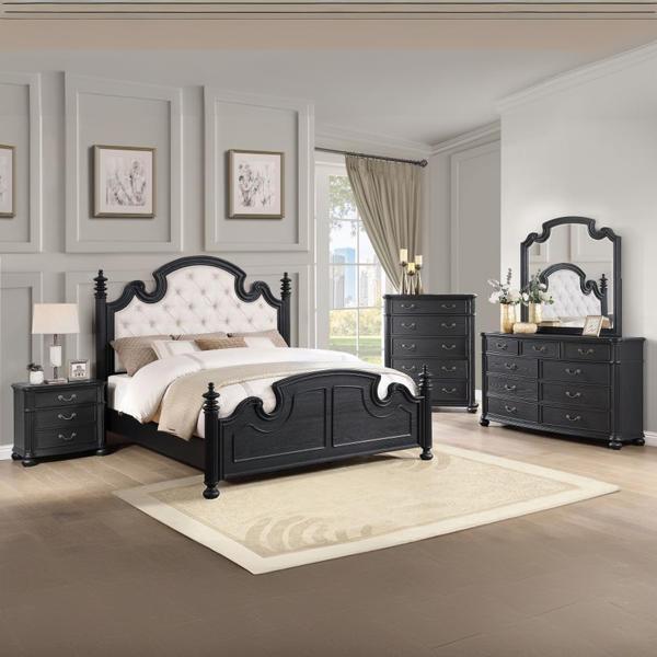 Celina Eastern King Bedroom Set - Black - 5-Piece 