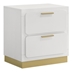 Caraway 2-Drawer Nightstand - White with Metallic Gold Embellishments