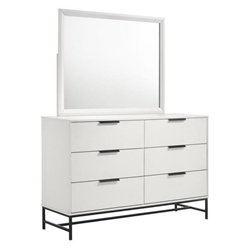 Sonora 6-Drawer Dresser with Mirror - White 