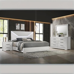 Ives Queen Bedroom Set - White High Gloss - 4-Piece 