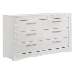 Ives 6-Drawer Dresser Cabinet - White High Gloss 