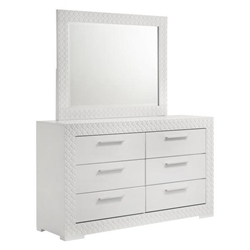 Ives 6-Drawer Dresser and Mirror - White High Gloss 