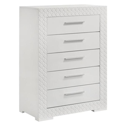 Ives 5-Drawer Bedroom Chest of Drawers - White High Gloss 