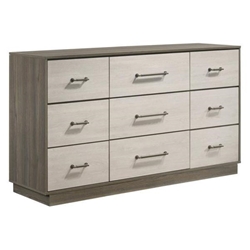 Fenwick 9-Drawer Dresser - Grey Oak - Almond Finish Top 