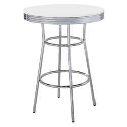 Retro 30" Round 1950s Bistro Pub Height Bar Table - White 