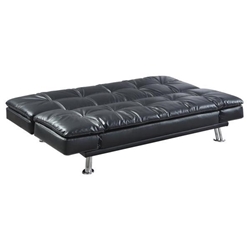 Dilleston Upholstered Tufted Convertible Sofa Bed - Black Leatherette 