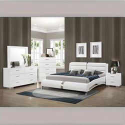 Jeremaine Queen Bedroom Set - White - 5-Piece - High-Gloss Finish 