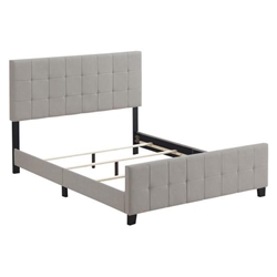 Fairfield Upholstered Queen Panel Bed - Beige - Dark Brown Tapered Feet 