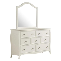 Dominique 7-Drawer Dresser with Mirror - Cream White - Ivory 