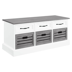 Alma 3-Drawer Storage Bench - White and Weathered - Grey 