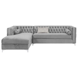 Bellaire Upholstered Storage Chaise Sectional Sofa - Grey 