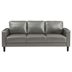 Ruth Upholstered Track Arm Sofa - Grey Faux Leather - Grey Finish Legs