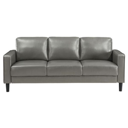 Ruth Upholstered Track Arm Sofa - Grey Faux Leather - Grey Finish Legs 