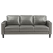 Ruth Upholstered Track Arm Sofa - Grey Faux Leather - Grey Finish Legs - COA4904