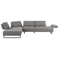 Arden Sectional Sofa with Adjustable Back - Taupe Fabric - Powder Coated Black Base 