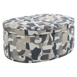 Tomkins Oval Upholstered Storage Ottoman - Indigo - Blue 