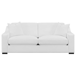 Ashlyn Upholstered Sloped Arm Sofa - White - Cappuccino Finish Legs 