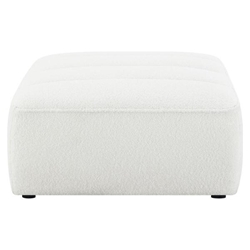 Sunny Square Upholstered Ottoman - Ivory Faux Sheep Skin Upholstery 