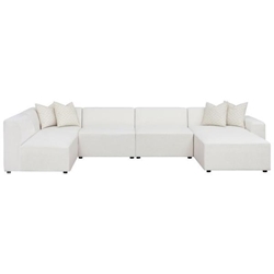 Freddie Sectional Sofa - Pearl Performance Fabric - White - 6-Piece 