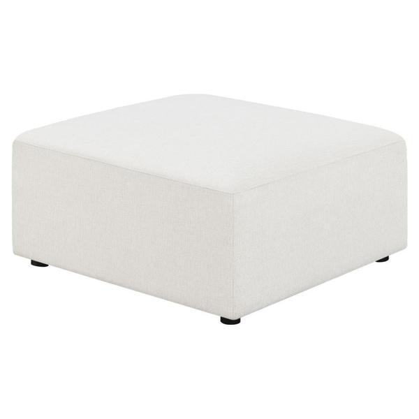 Freddie Square Upholstered Ottoman - Pearl Performance Fabric - Black Finish Legs - White 