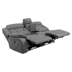 Higgins Loveseat with Power Recline - Grey Fabric 