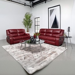 Camila Upholstered Reclining Sofa Set - Red - 2-Piece 