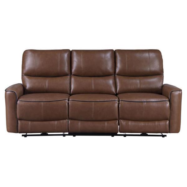 Greenfield Upholstered Power Reclining Sofa - Saddle Brown 