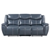 Sloane Reclining Sofa with Drop - Down Console - Blue Faux Leather