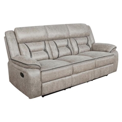 Greer Motion Reclining Sofa - Taupe Leatherette 