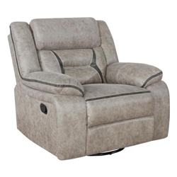 Greer Upholstered Swivel Glider Recliner Chair - Taupe 