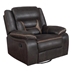 Greer Upholstered Swivel Glider Recliner Chair - Beige Leatherette - Brown Finish Frame