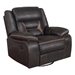 Greer Upholstered Swivel Glider Recliner Chair - Beige Leatherette - Brown Finish Frame - COA5542