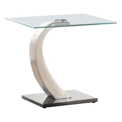 Pruitt Rectangular Glass Top Metal End Table - Satin - Silver 