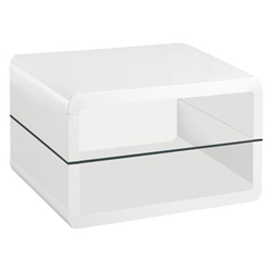 Elana 1-Shelf Rectangular Side End Table - White High Gloss 