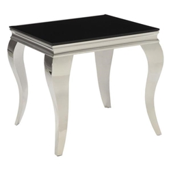 Carone Square End Table with Black Beveled Glass Top and Chrome Finish Legs - Silver 