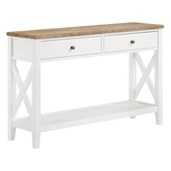 Hollis 2-Drawer Wood Entryway Console Table - Brown and White 