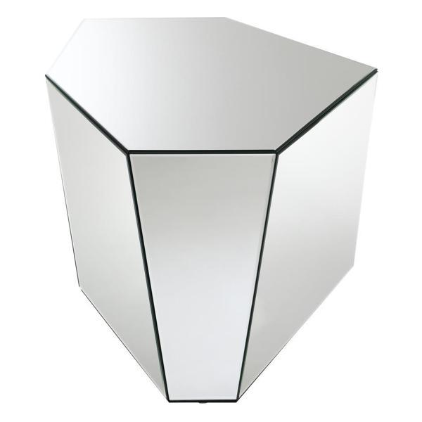 Capella Mirrored Abstract Geometric End Table - Silver 