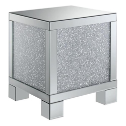 Gillian Rectangular Mirrored Acrylic Side End Table - Silver 