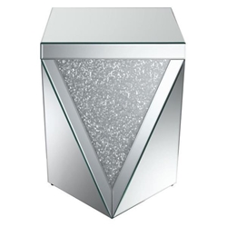 Amore Square Mirrored Acrylic Crystal Side End Table - Silver 