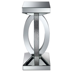 Amalia Square Mirrored Acrylic Crystal Side End Table - Silver 